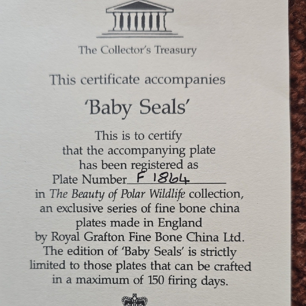Baby Seals By Mike Jackson Seal Pup Royal Grafton Collectors Decorative Plate - Picture 8 of 12